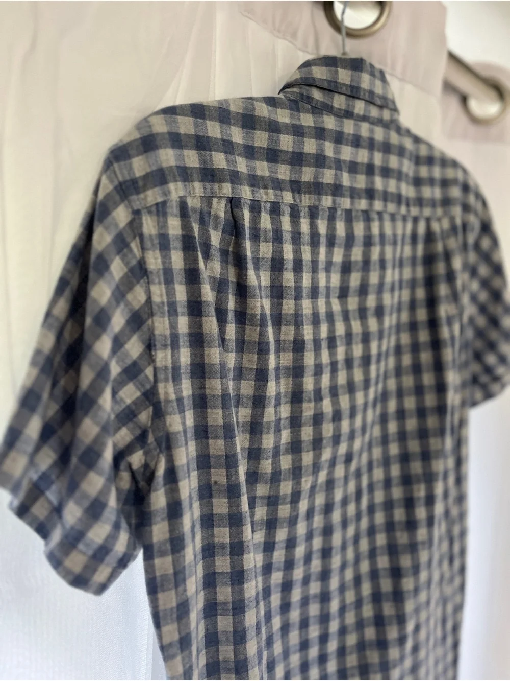 J. Crew Navy Gingham Short-Sleeve Button Shirt preppy homespun 100% cotton small